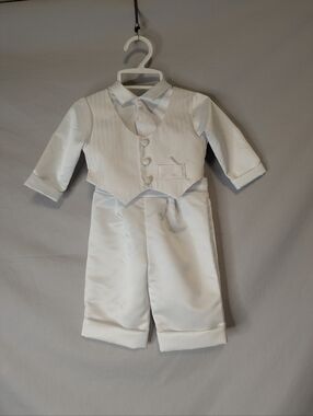 White Satin Baby Boy Christening Set Made In USA